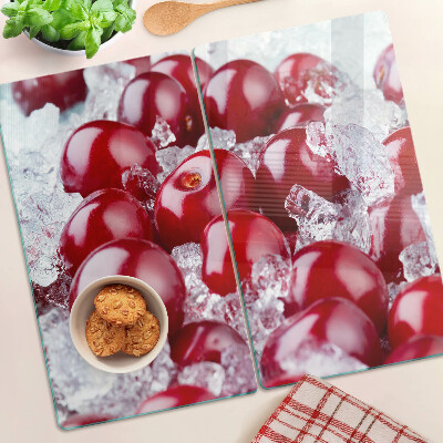 Tabla de cortar de cristal Uvas rojas en hielo