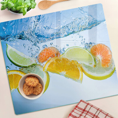 Tabla de cortar de cristal Cítricos en agua