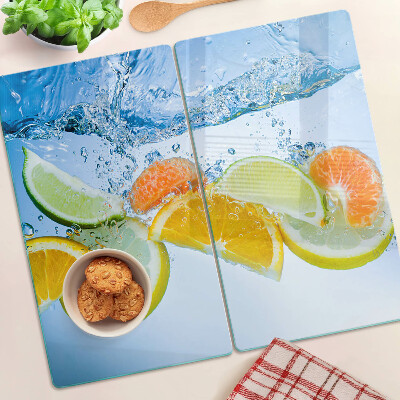 Tabla de cortar de cristal Cítricos en agua