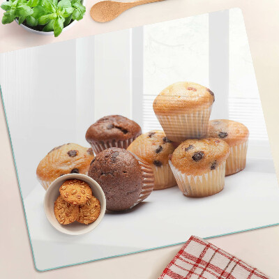 Tabla de cortar de cristal Muffins de chocolate y vainilla