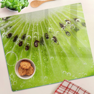 Tabla de cortar de cristal Kiwi con gotas de agua