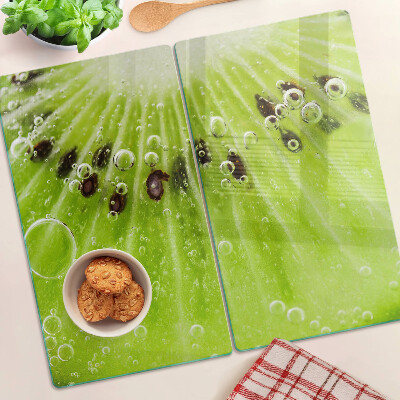 Tabla de cortar de cristal Kiwi con gotas de agua