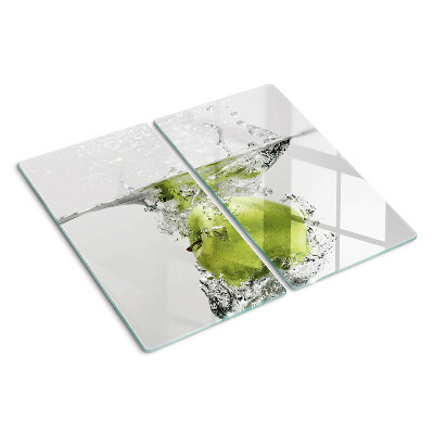 Tabla de cortar de cristal Manzana verde en agua