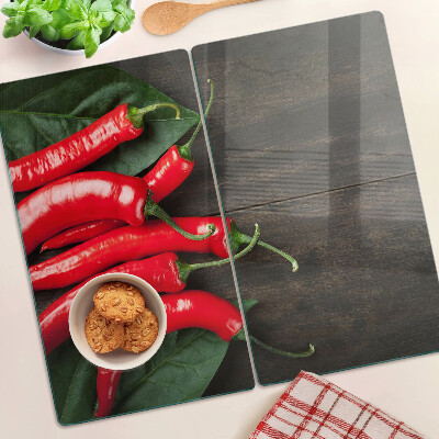Tabla para cortar Chiles sobre un fondo de madera
