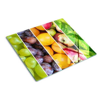 Tabla de cortar de cristal Frutas en colores del arco iris
