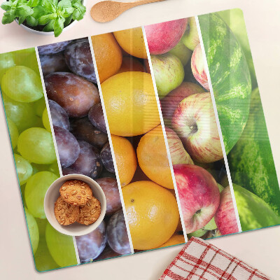 Tabla de cortar de cristal Frutas en colores del arco iris