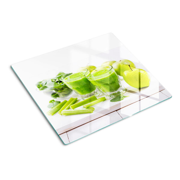 Tabla para cortar Batido verde e ingredientes frescos