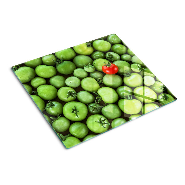 Tabla de cortar de cristal Tomates verdes con acento rojo