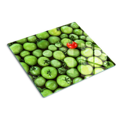 Tabla de cortar de cristal Tomates verdes con acento rojo