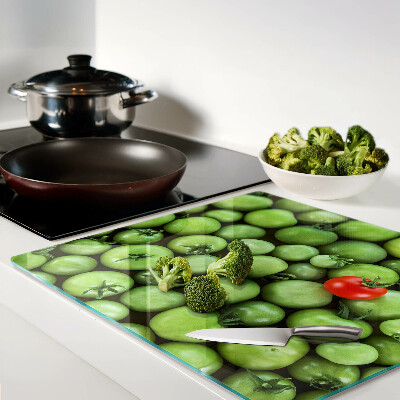Tabla de cortar de cristal Tomates verdes con acento rojo