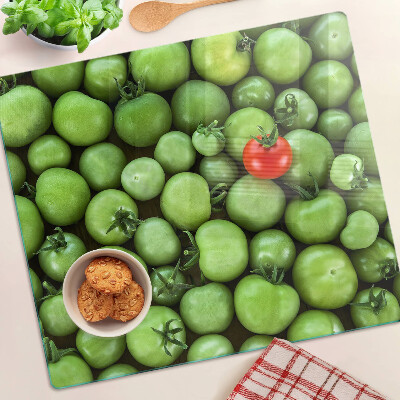 Tabla de cortar de cristal Tomates verdes con acento rojo
