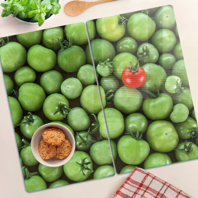 Tabla de cortar de cristal Tomates verdes con acento rojo