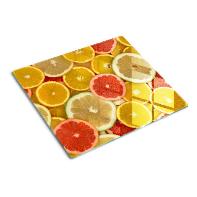 Tabla de cortar de cristal Frutas cítricas en colores del arco iris