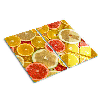 Tabla de cortar de cristal Frutas cítricas en colores del arco iris