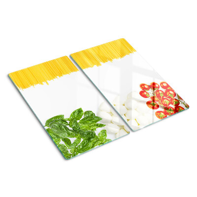 Tabla de cortar de cristal Pasta con hierbas y tomates