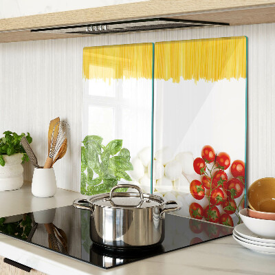 Tabla de cortar de cristal Pasta con hierbas y tomates