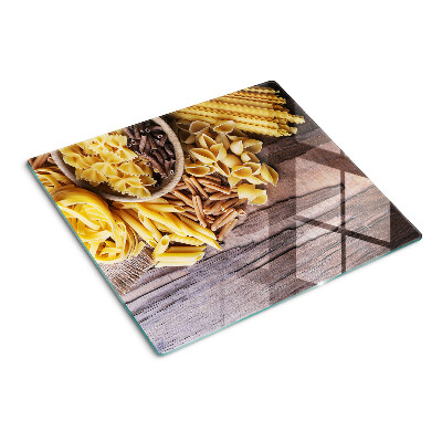 Tabla de cortar de cristal Pasta y acentos de madera