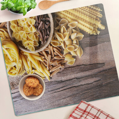 Tabla de cortar de cristal Pasta y acentos de madera