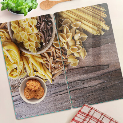 Tabla de cortar de cristal Pasta y acentos de madera