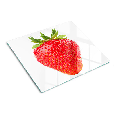Tabla de cortar de cristal Fresa sobre fondo blanco