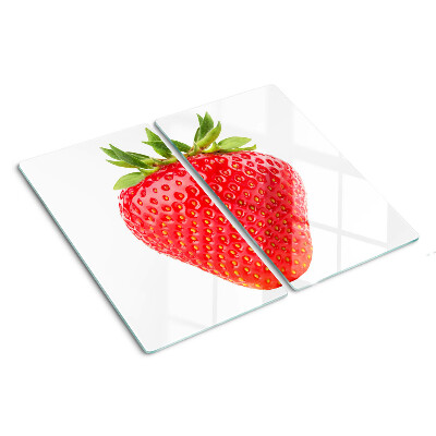 Tabla de cortar de cristal Fresa sobre fondo blanco