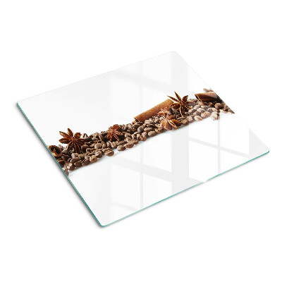 Tabla de cortar de cristal Especias y granos de café