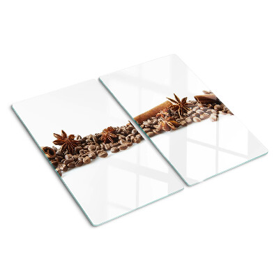 Tabla de cortar de cristal Especias y granos de café