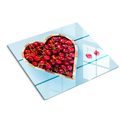 Tabla de cortar de cristal Cerezas en el corazón
