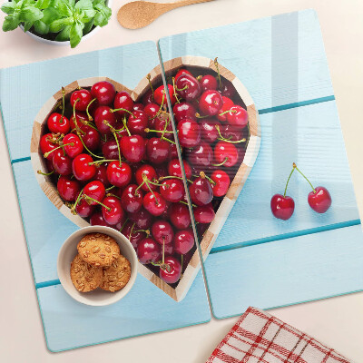 Tabla de cortar de cristal Cerezas en el corazón