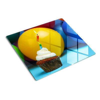 Tabla para cortar Cupcake de cumpleaños con globos