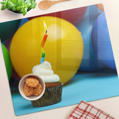 Tabla para cortar Cupcake de cumpleaños con globos