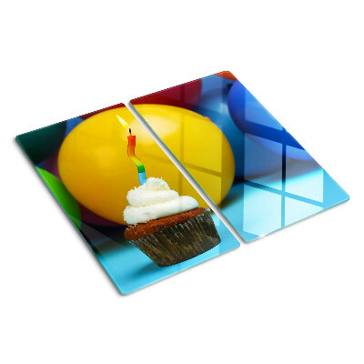 Tabla para cortar Cupcake de cumpleaños con globos