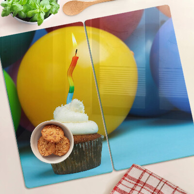 Tabla para cortar Cupcake de cumpleaños con globos