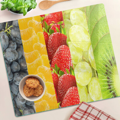 Tabla de cortar de cristal Fruta rayada