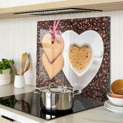 Tabla de cortar de cristal Café con corazón y galletas