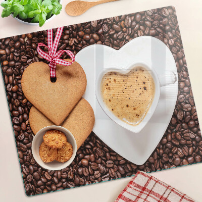 Tabla de cortar de cristal Café con corazón y galletas