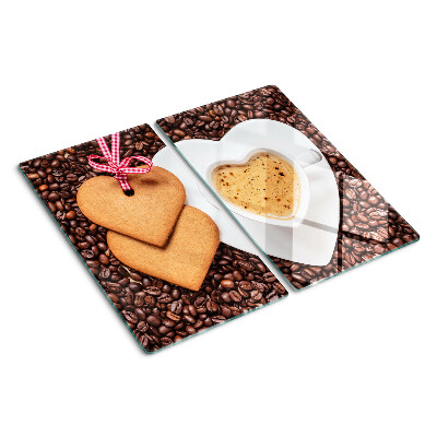 Tabla de cortar de cristal Café con corazón y galletas