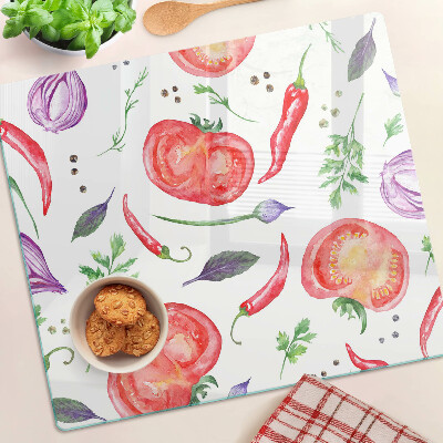 Tabla de cortar de cristal Acentos vegetales en acuarela