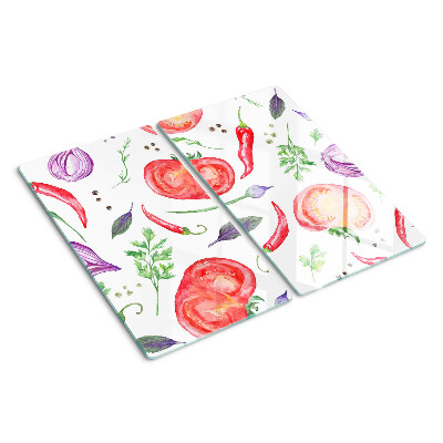 Tabla de cortar de cristal Acentos vegetales en acuarela