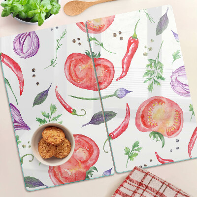 Tabla de cortar de cristal Acentos vegetales en acuarela