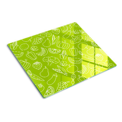 Tabla de cortar de cristal Tema de frutas y verduras