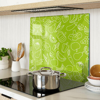 Tabla de cortar de cristal Tema de frutas y verduras