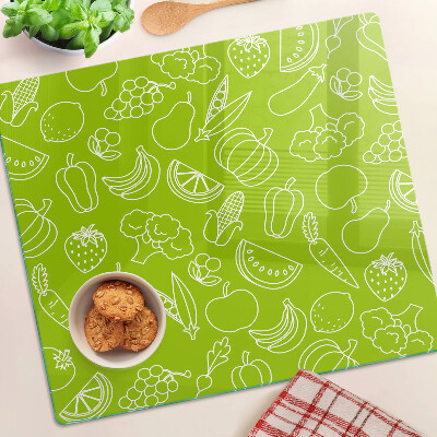 Tabla de cortar de cristal Tema de frutas y verduras
