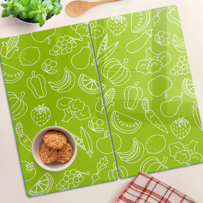 Tabla de cortar de cristal Tema de frutas y verduras