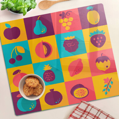 Tabla para cortar Motivo de frutas en cuadrados coloridos