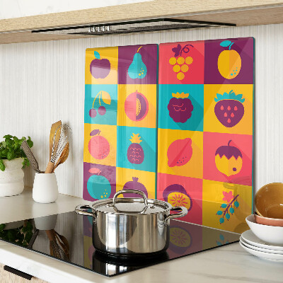 Tabla para cortar Motivo de frutas en cuadrados coloridos