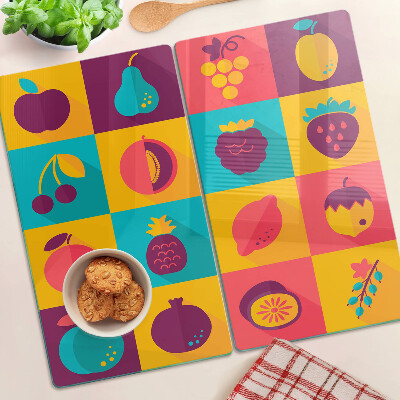 Tabla para cortar Motivo de frutas en cuadrados coloridos