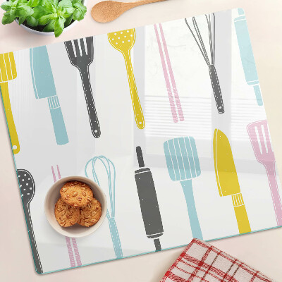 Tabla de cortar de cristal Utensilios de cocina en colores pastel