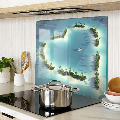 Tabla de cortar de cristal Isla paradisíaca con palmeras