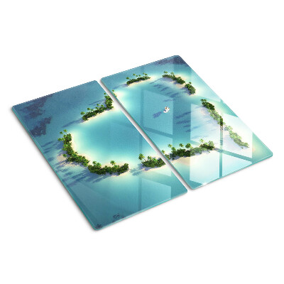 Tabla de cortar de cristal Isla paradisíaca con palmeras
